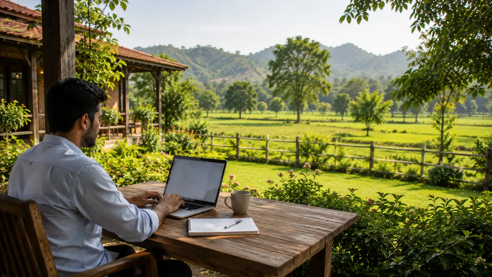 working remotely from farmhouse near bangalore